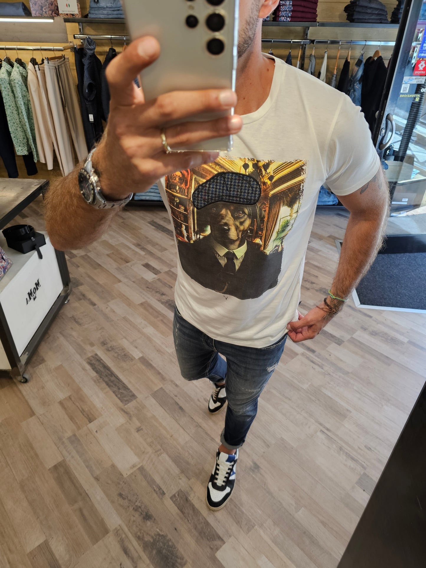 T-SHIRT DOG PIED DE POULE