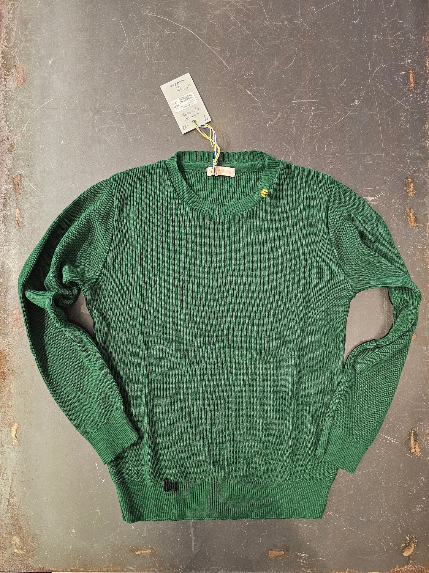 MAGLIA VERDE BOTTIGLIA CON CUCITURE A CONTRASTO