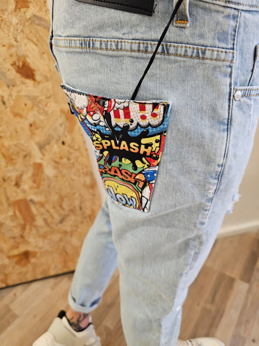 JEANS MARMO V2 VERNICE E TASCA CONTRASTO