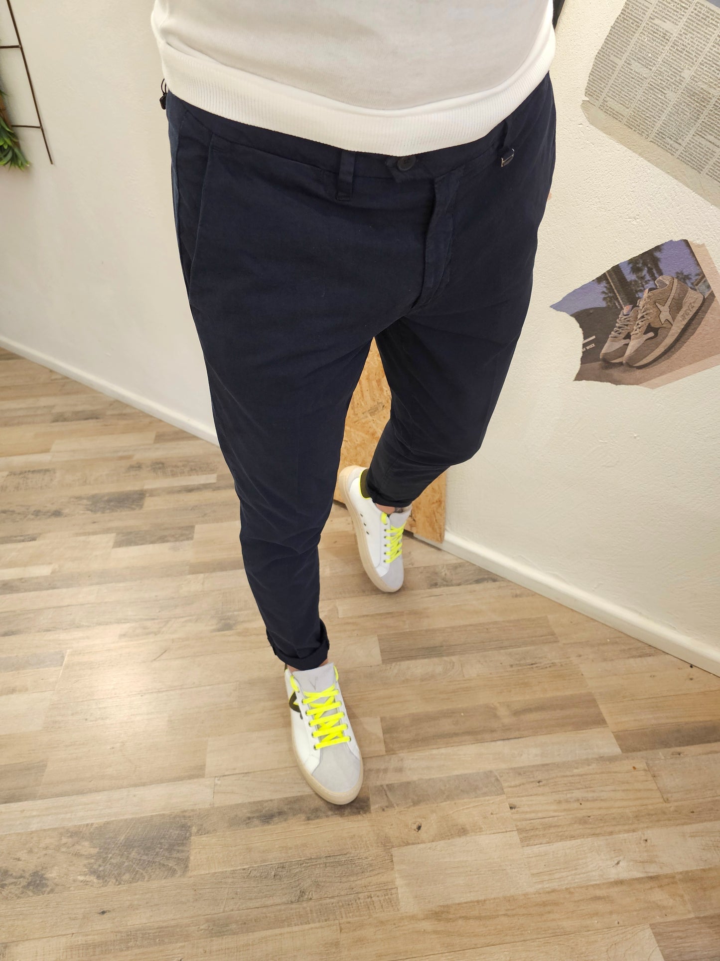 PANTALONE CHINO BLU ARMATURATO