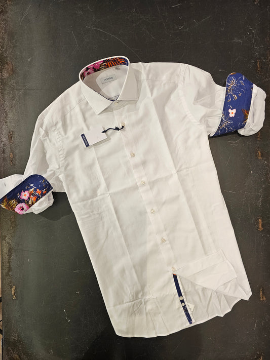 CAMICIA OXFORD BIANCA RICAMI FLOREALI