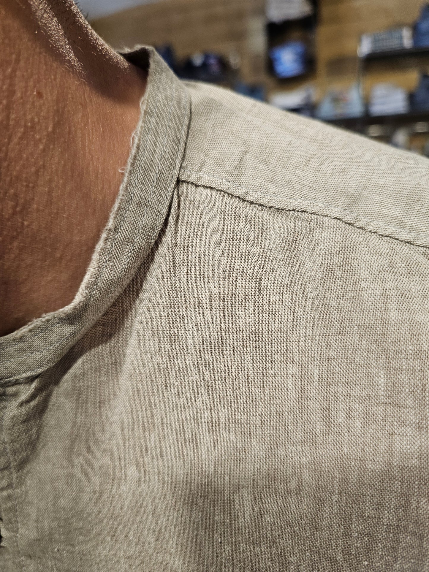 CAMICIA COREANA LINO BOTTONI LEGNO
