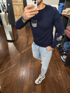 MAGLIA BLU PUNTO STOFFA DOPPIA PATCH E TASCHINO