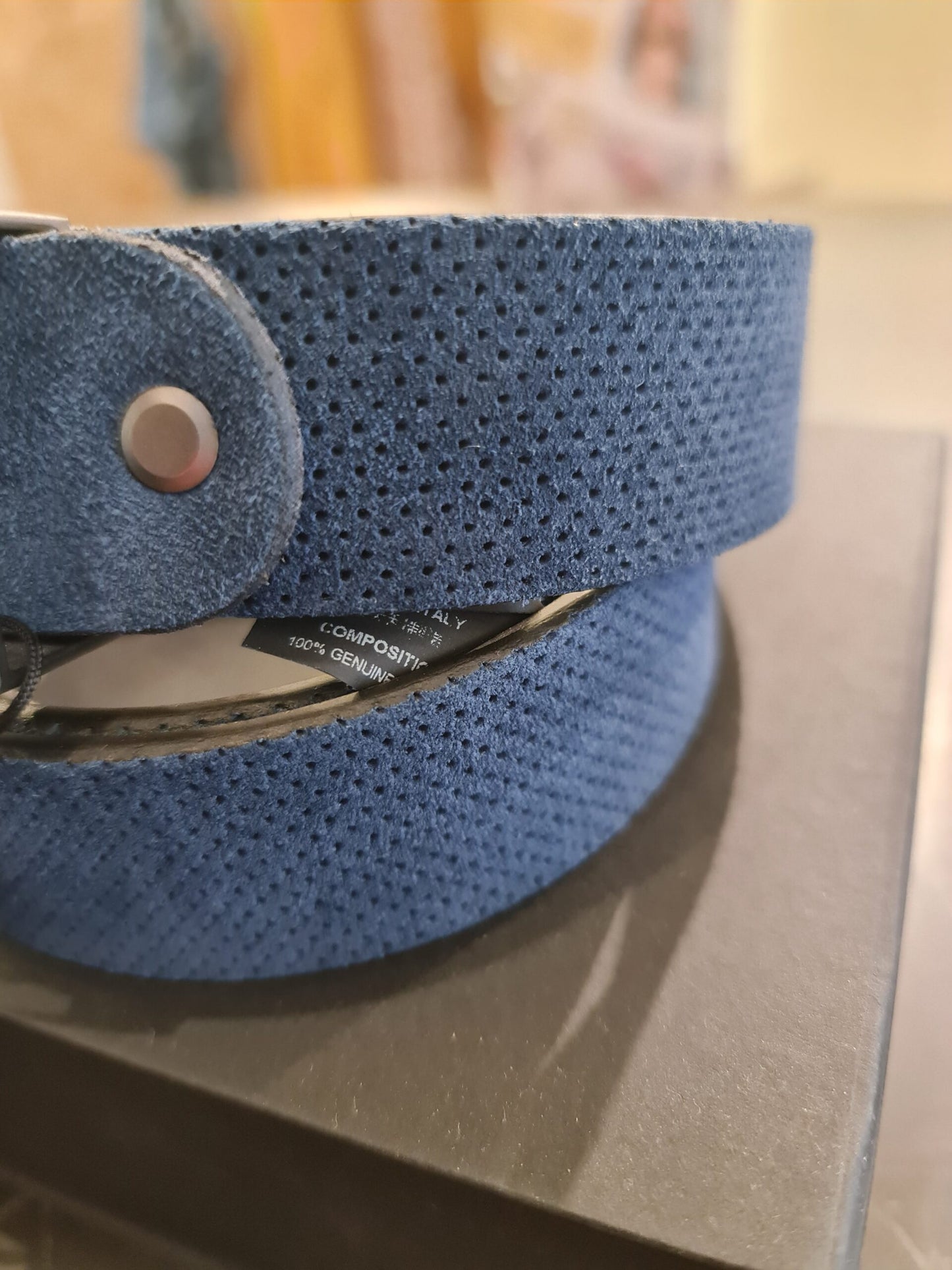 CINTURA ALCANTARA BLU