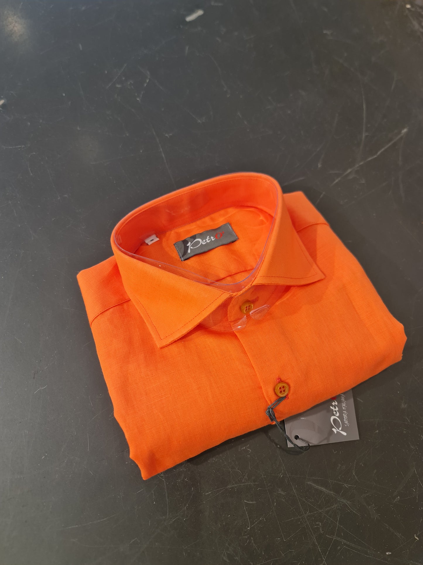 CAMICIA LINO ARANCIONE