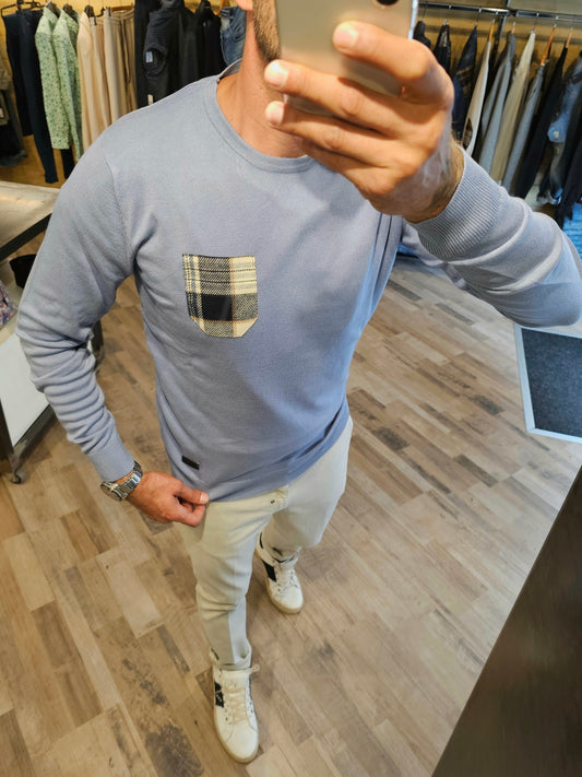 MAGLIA POLVERE TASCA CHECK