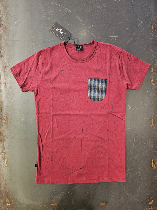 T-SHIRT TASCA PIED DE POULE E SCHIZZI VERNICE