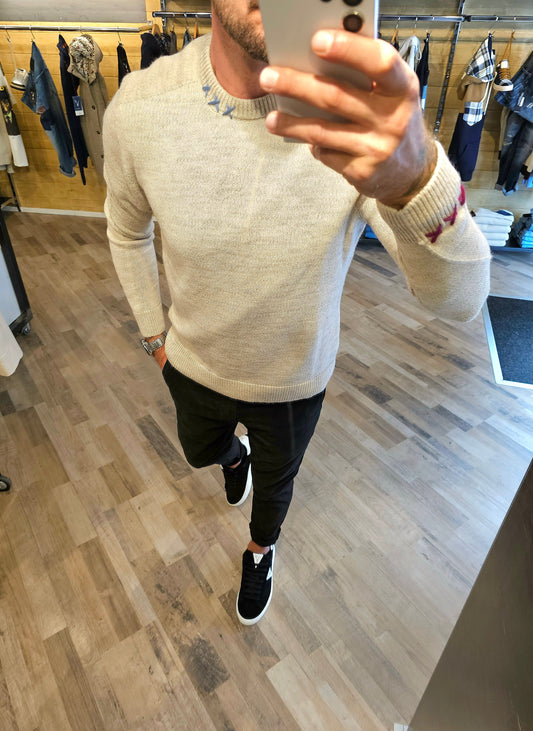 MAGLIONE SABBIA CON CUCITURE