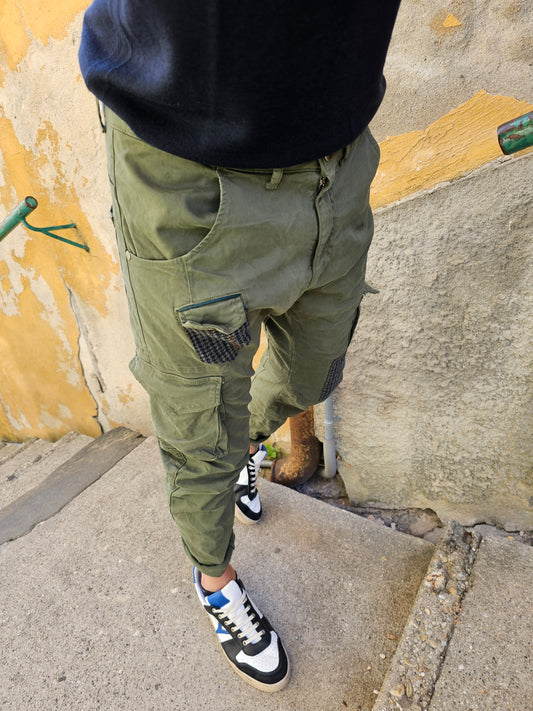 CARGO TASCONI PATCHWORK PIED DE POULE