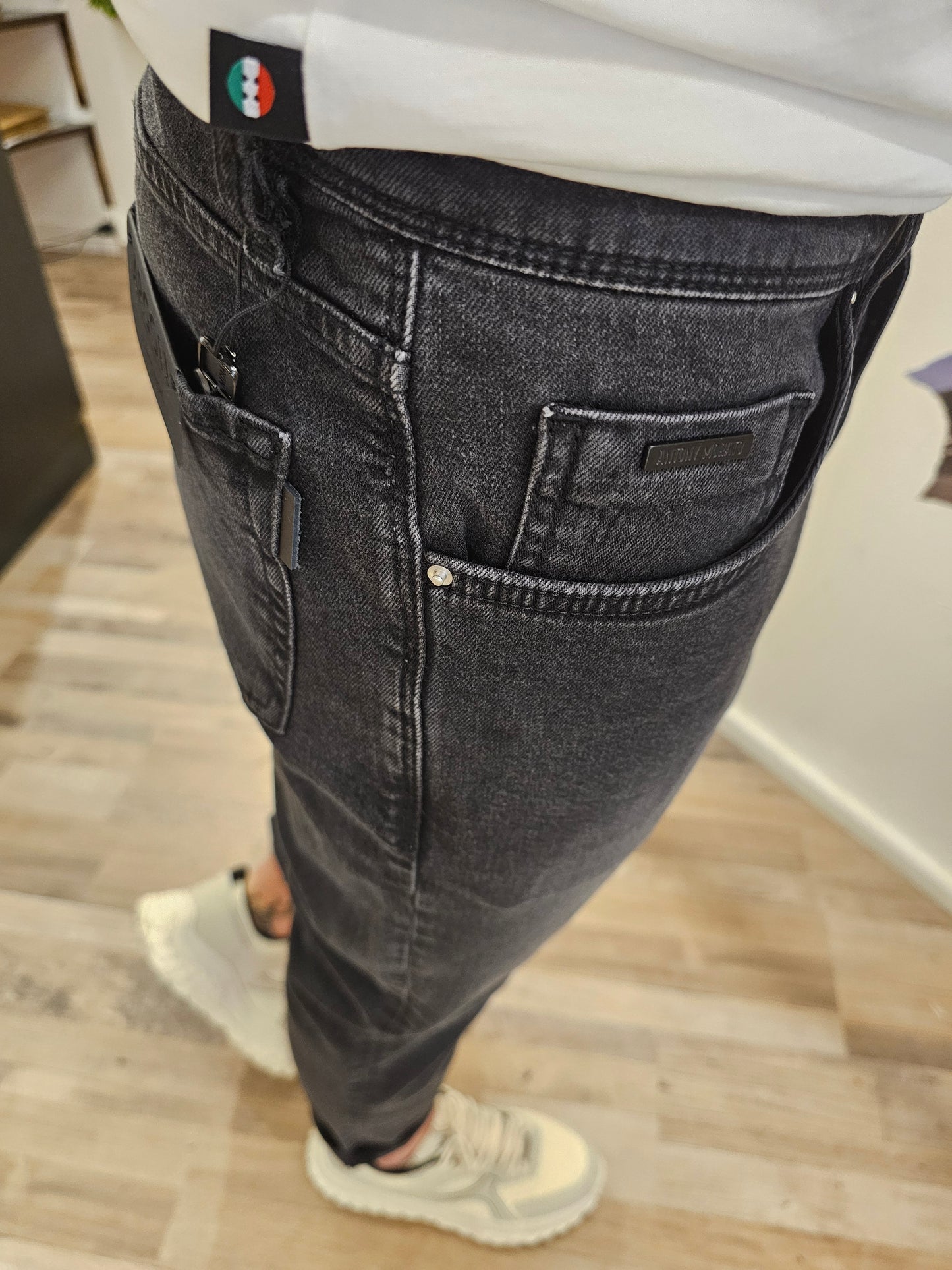 JEANS ARGON NERO SPALMATO