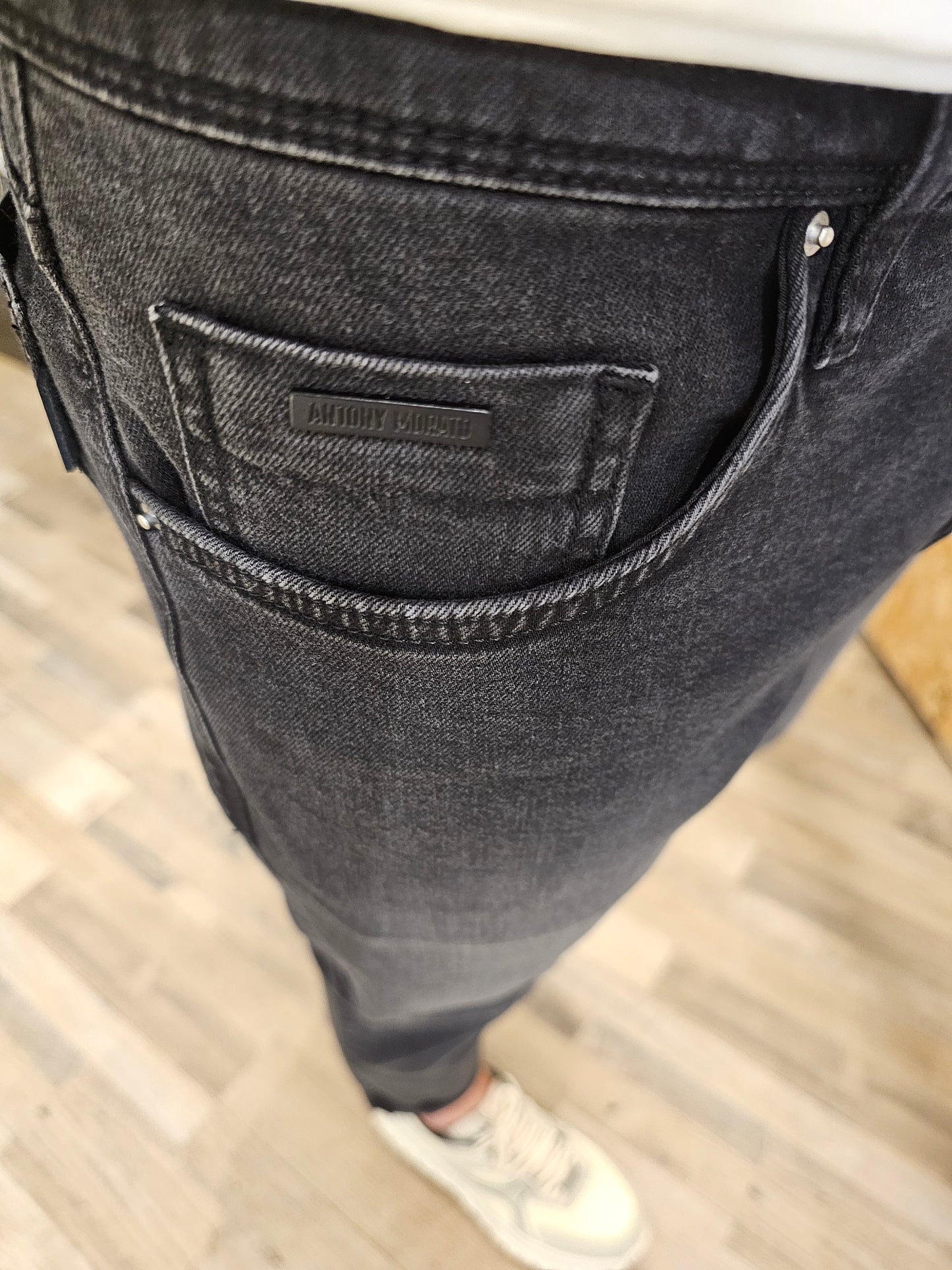 JEANS ARGON NERO SPALMATO