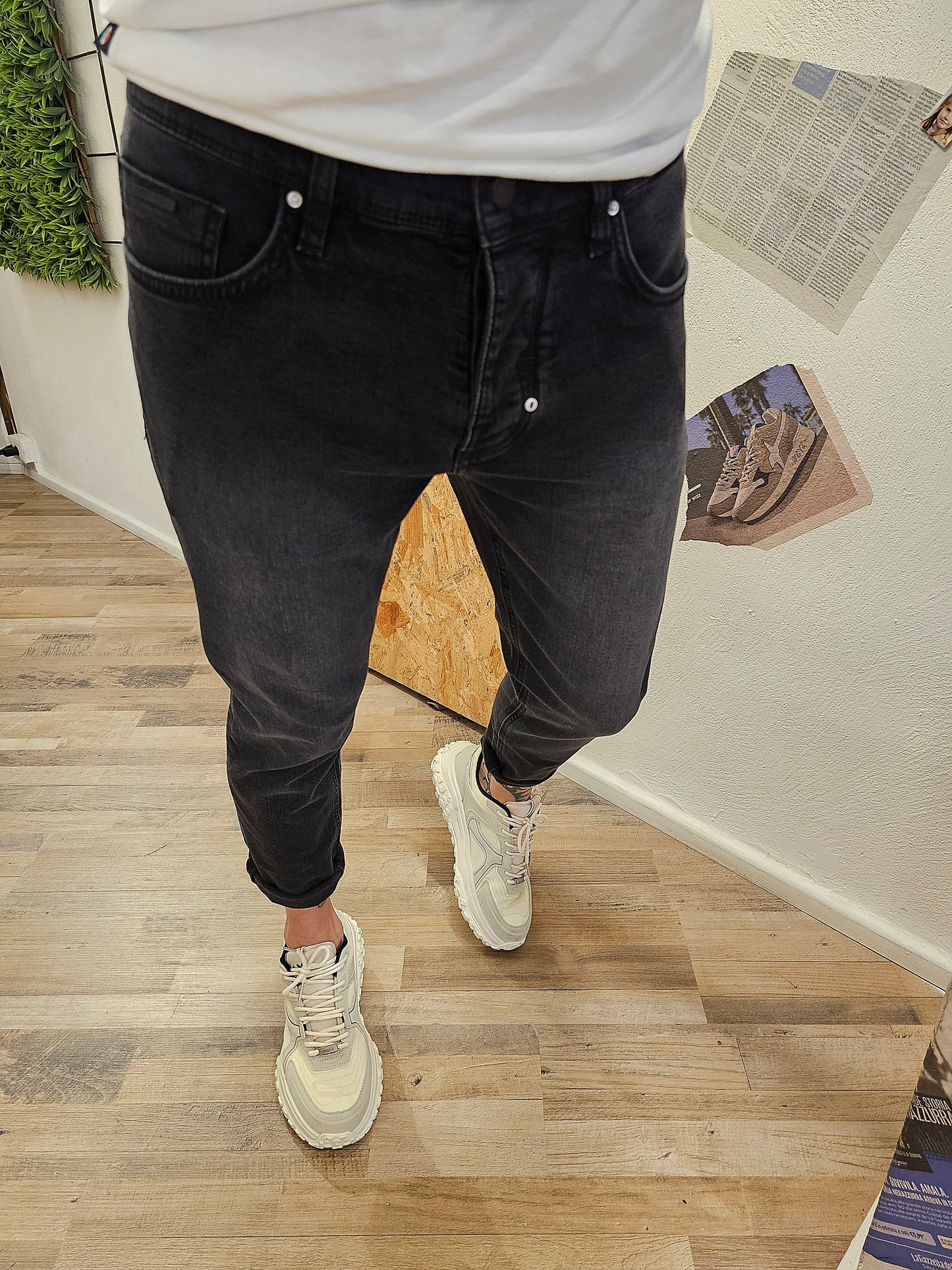 JEANS ARGON NERO SPALMATO
