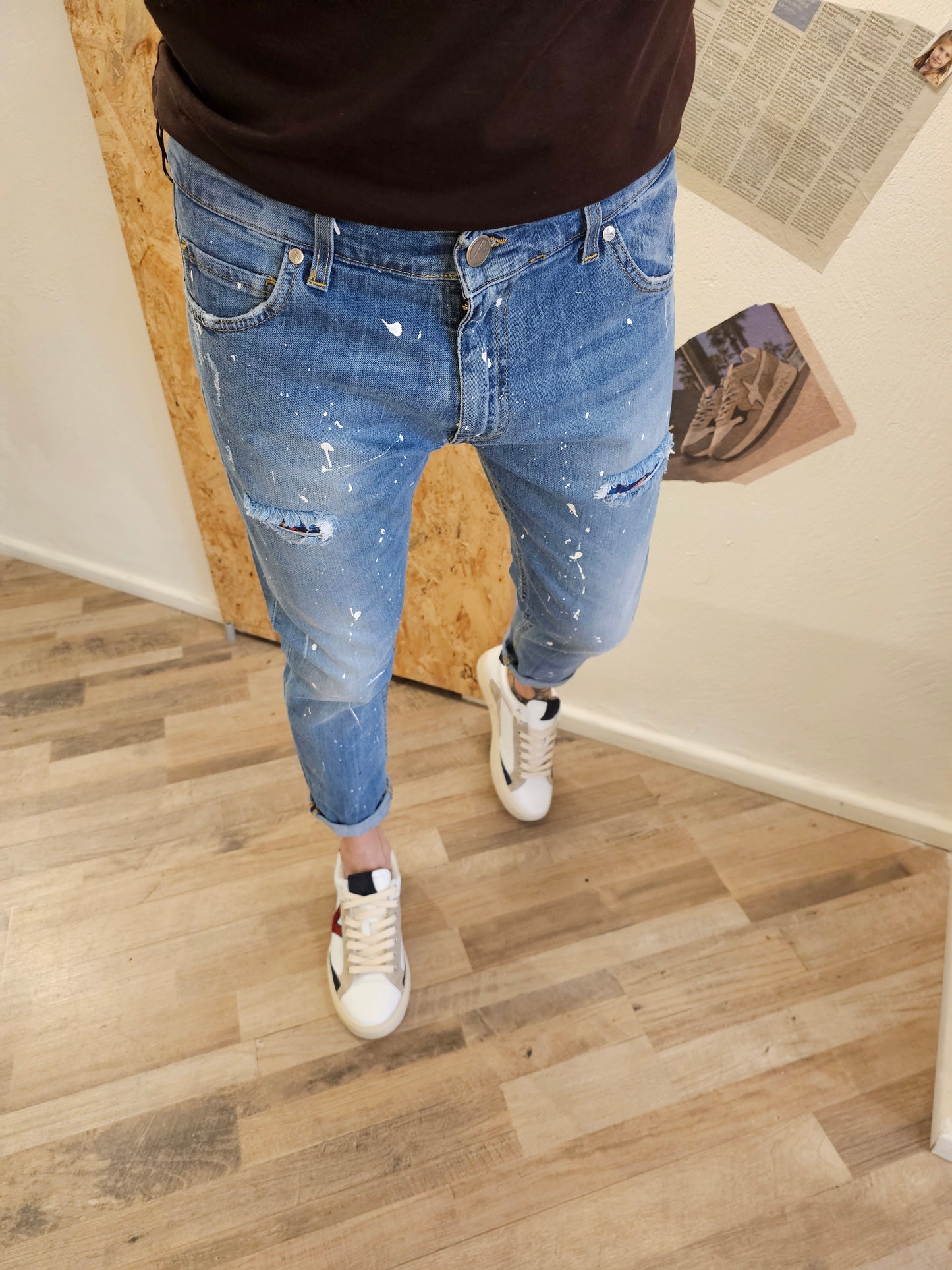 JEANS V2 VERNICE E TASCA CONTRASTO