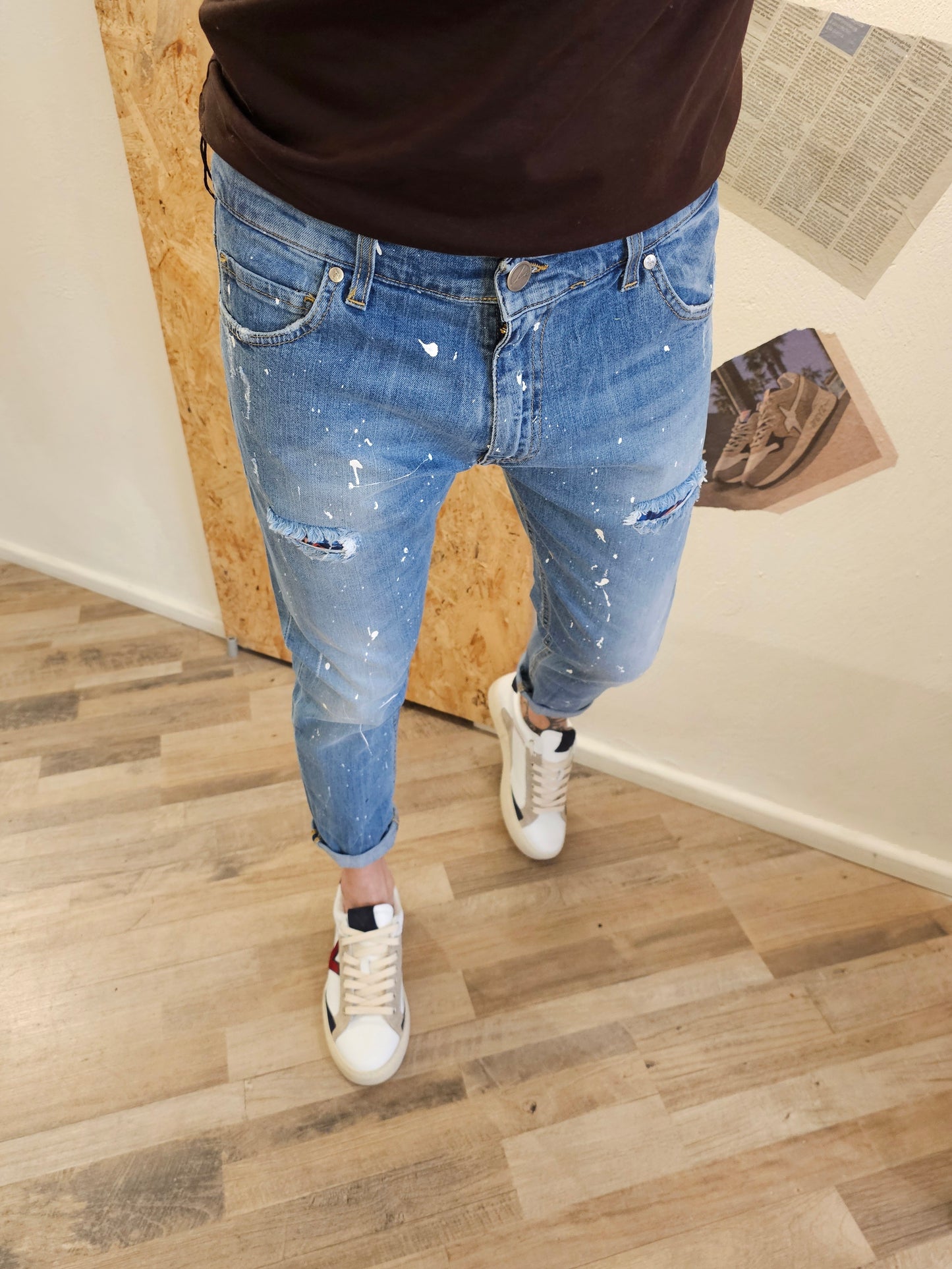 JEANS V2 VERNICE E TASCA CONTRASTO