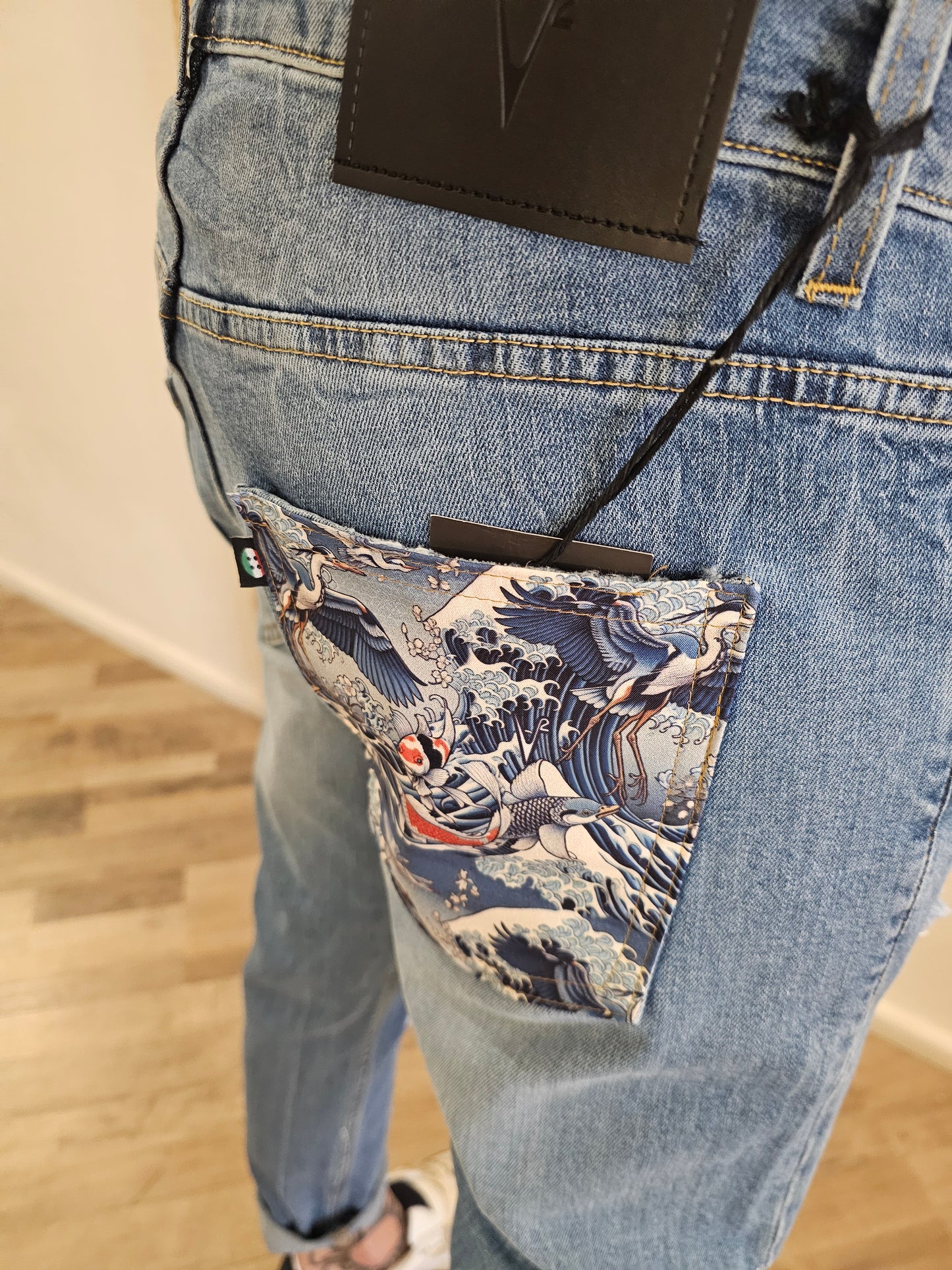 JEANS V2 VERNICE E TASCA CONTRASTO