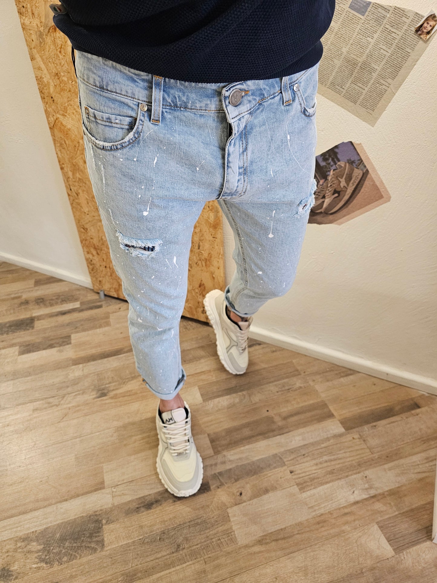 JEANS MARMO V2 VERNICE E TASCA CONTRASTO