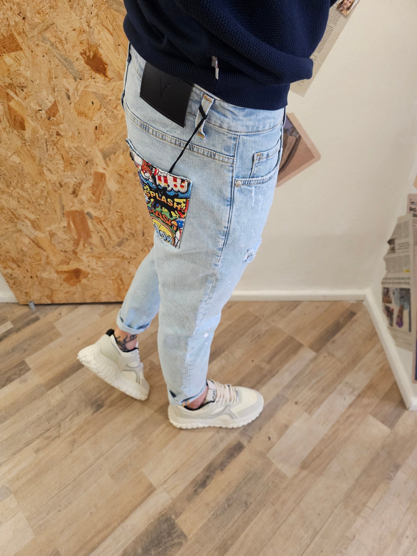 JEANS MARMO V2 VERNICE E TASCA CONTRASTO