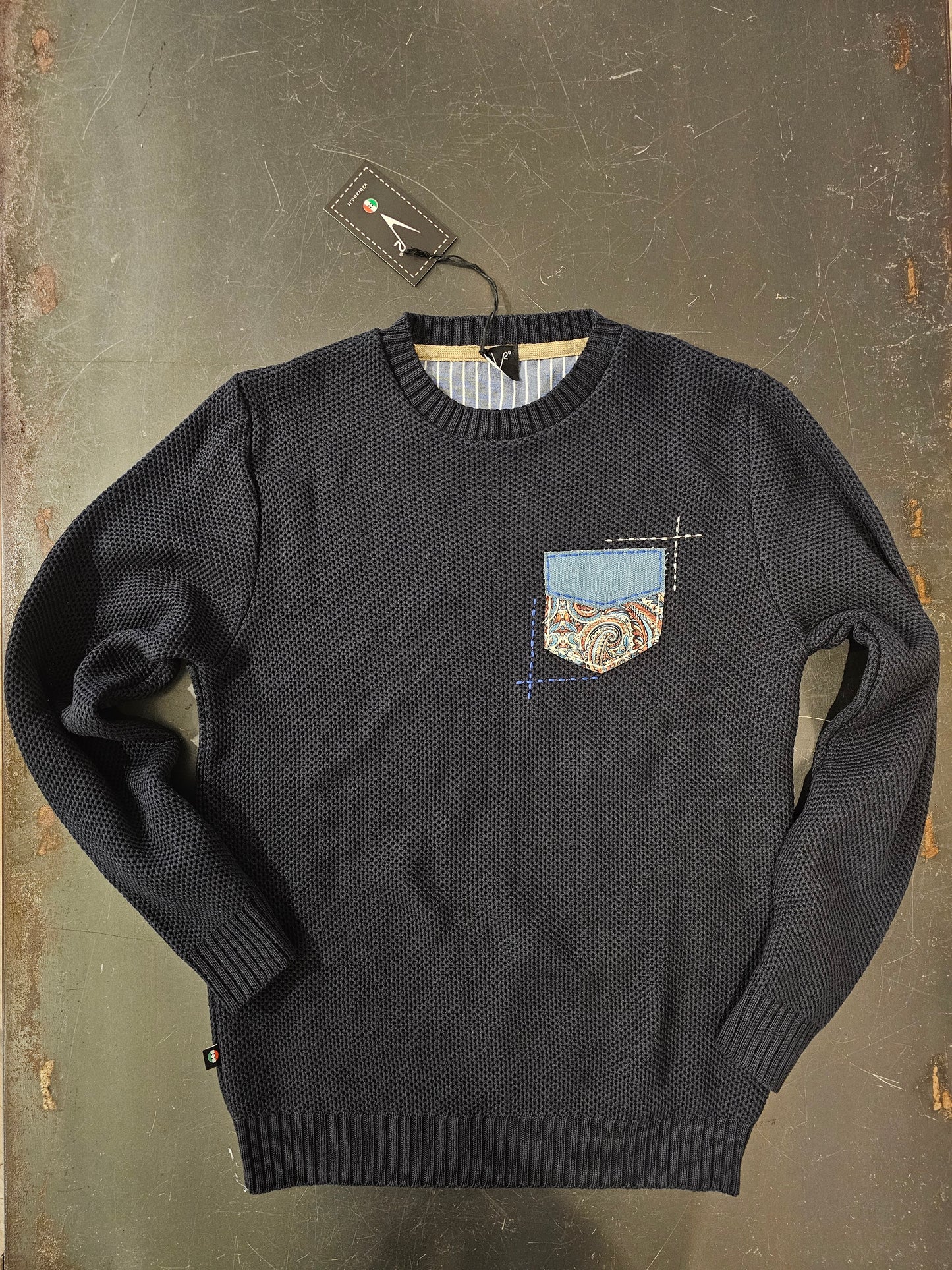 MAGLIONCINO PATCHWORK BLU