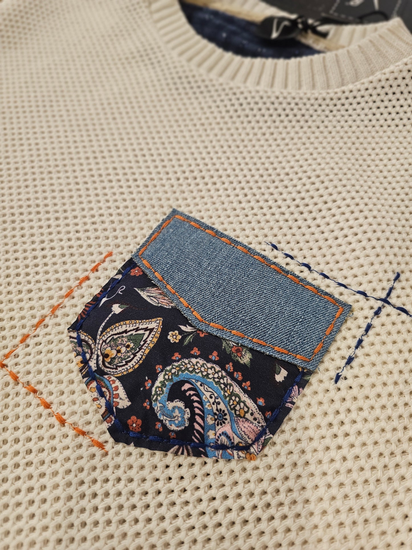 MAGLIONCINO PANNA PATCHWORK