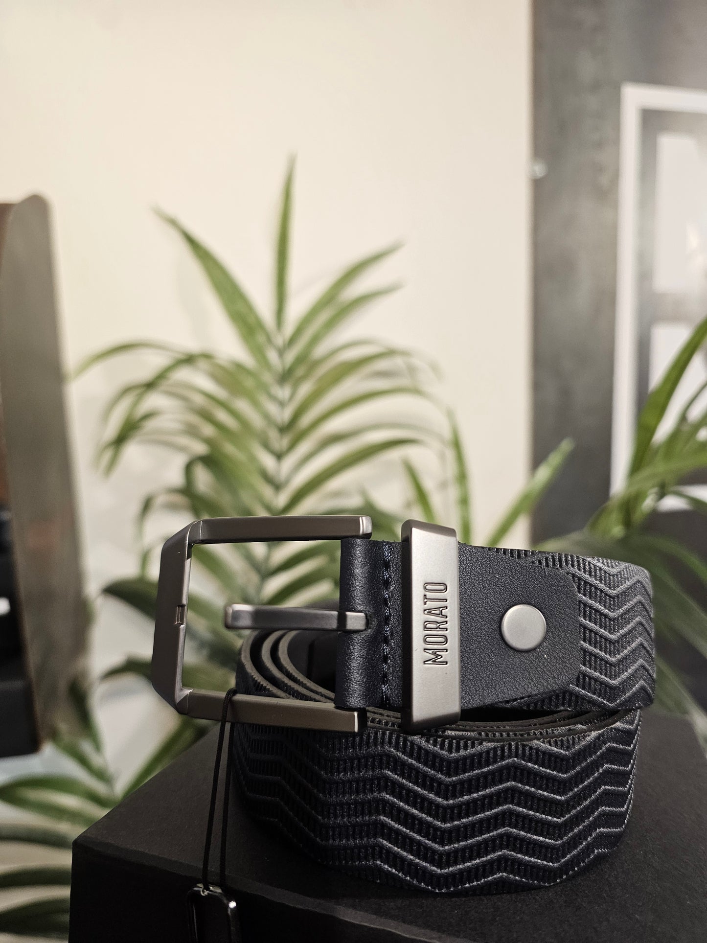 CINTURA PELLE BLU LAVORAZIONE RILIEVO