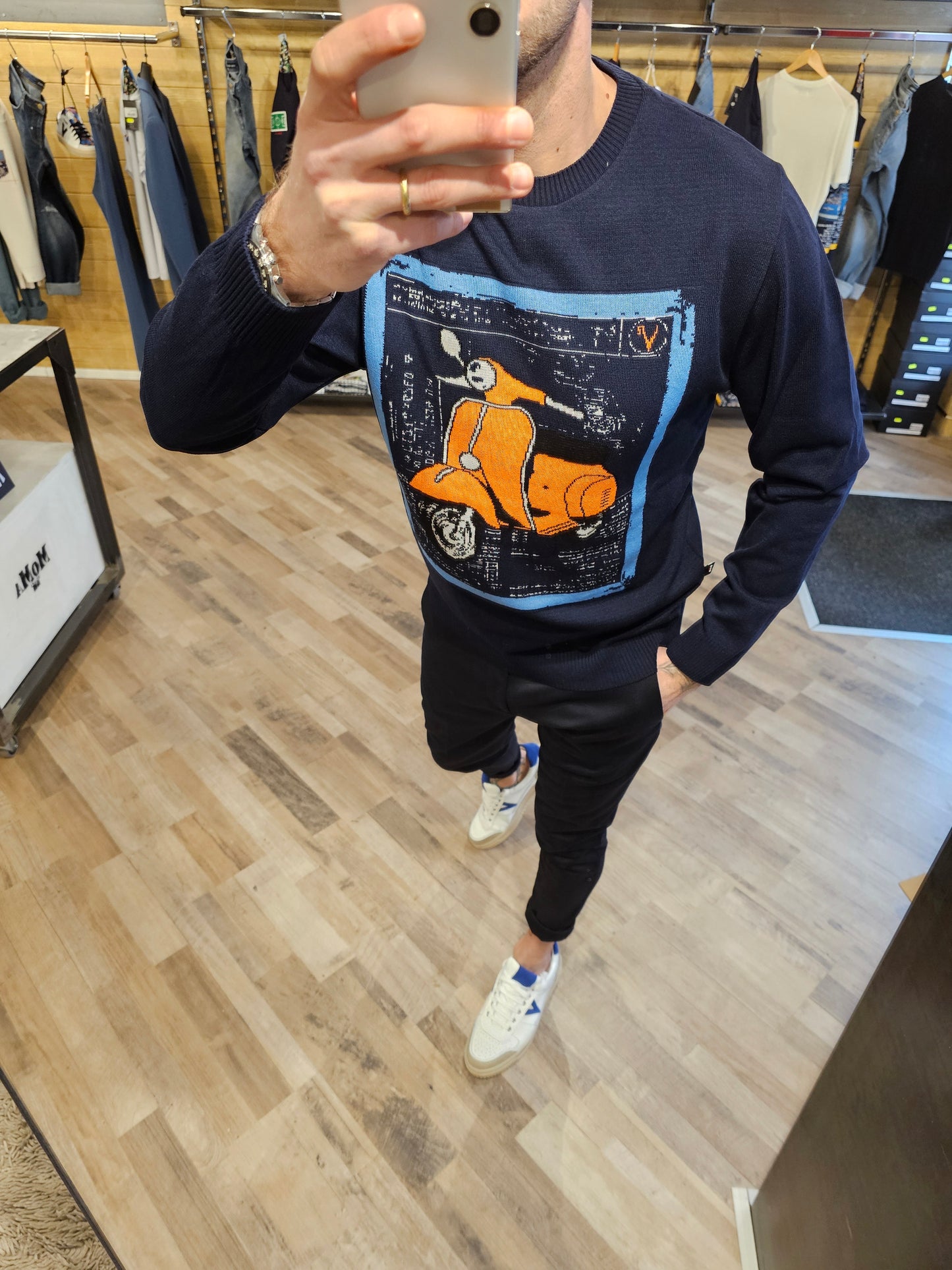 MAGLIA IN COTONE RICAMO VESPA