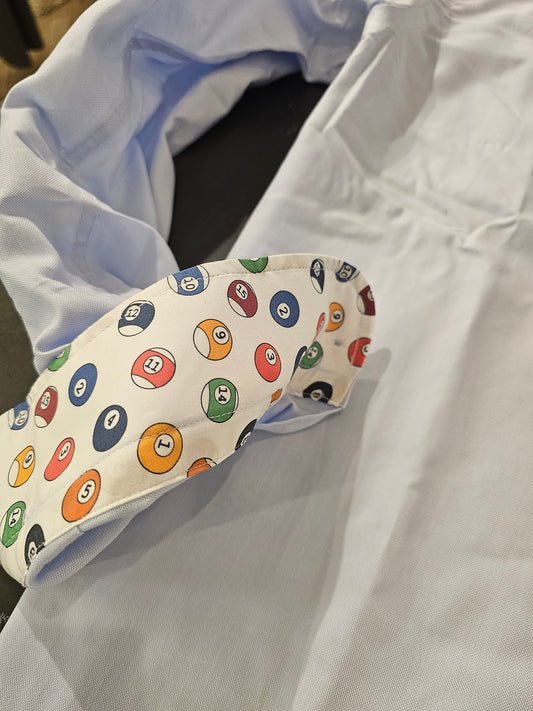 CAMICIA OXFORD AZZURRA RICAMI PALLE BILIARDO