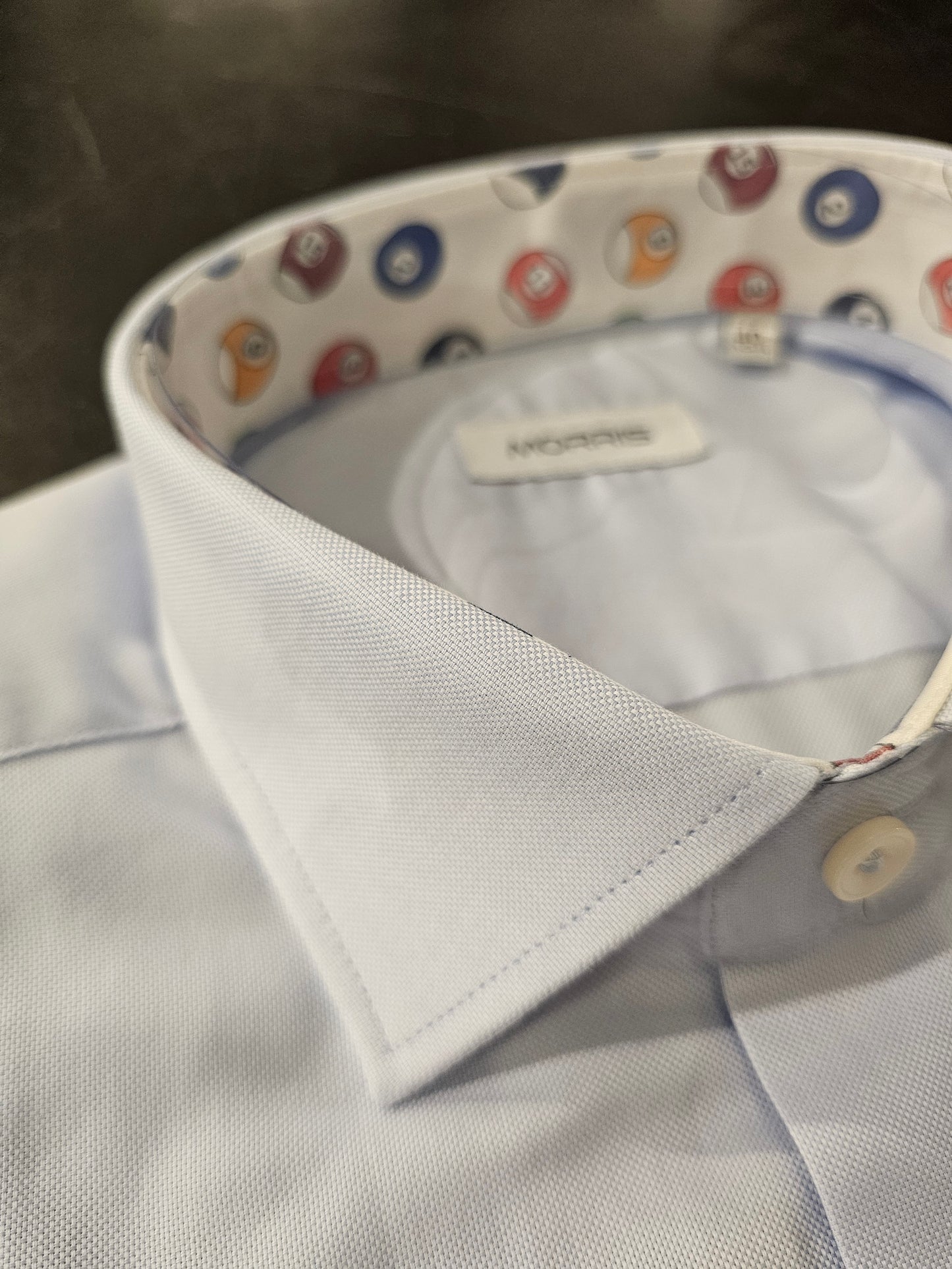 CAMICIA OXFORD AZZURRA RICAMI PALLE BILIARDO