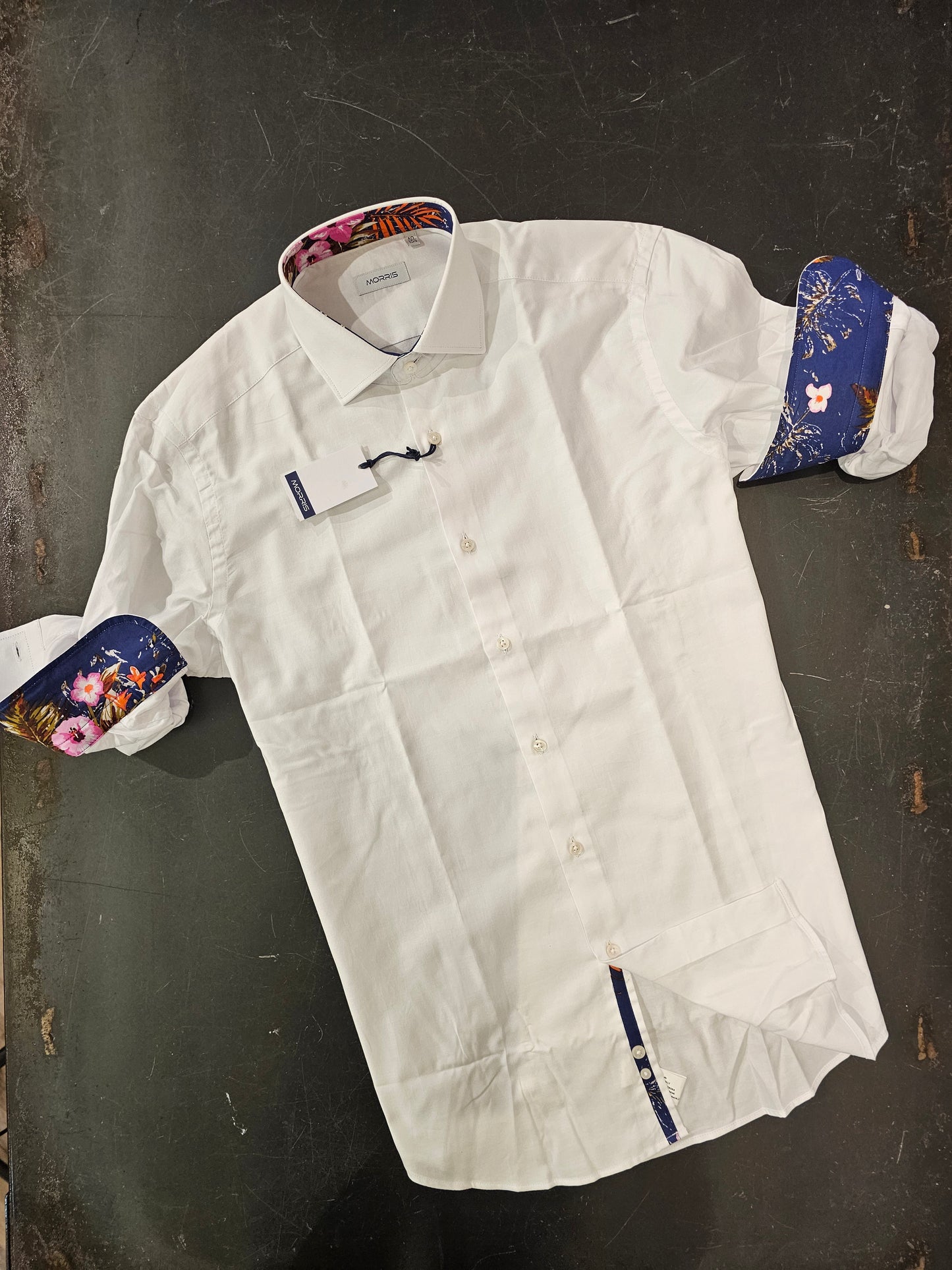 CAMICIA OXFORD BIANCA RICAMI FLOREALI