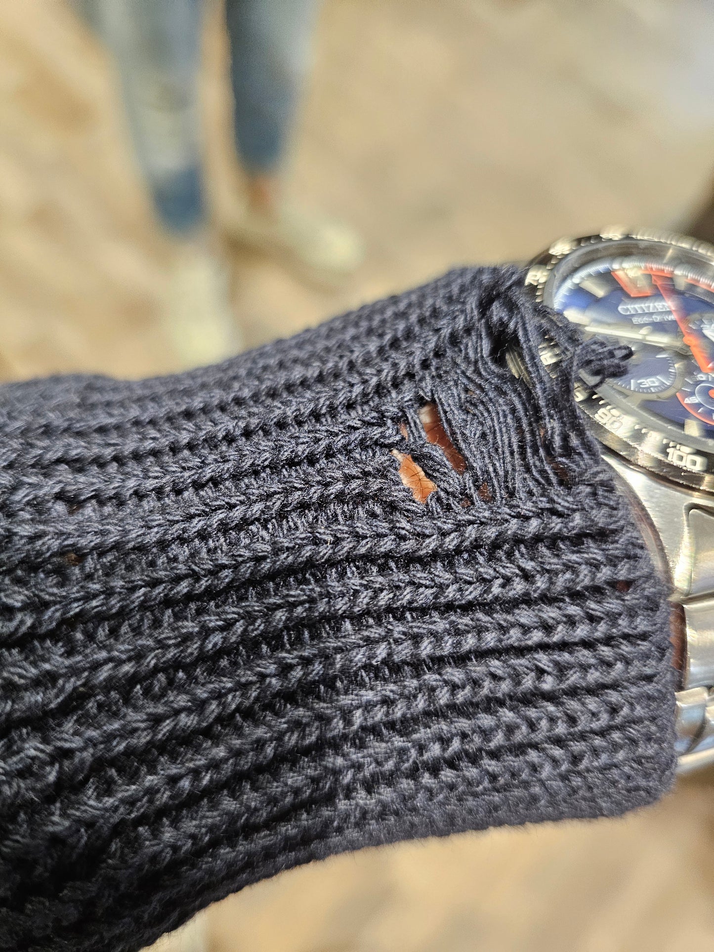 MAGLIA COTONE BLU ROTTURE