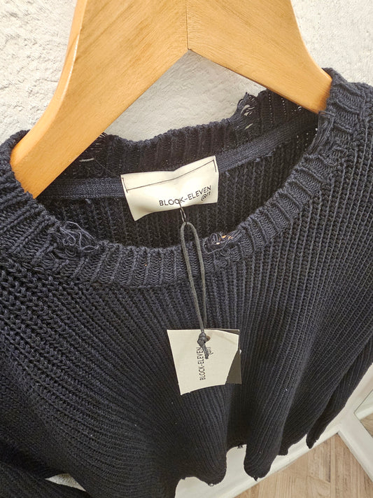 MAGLIA COTONE BLU ROTTURE