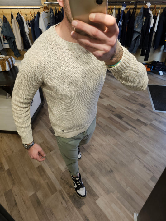 MAGLIA PANNA CHICCO DI RISO PUNTINATO