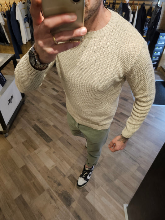 MAGLIA PANNA CHICCO DI RISO PUNTINATO