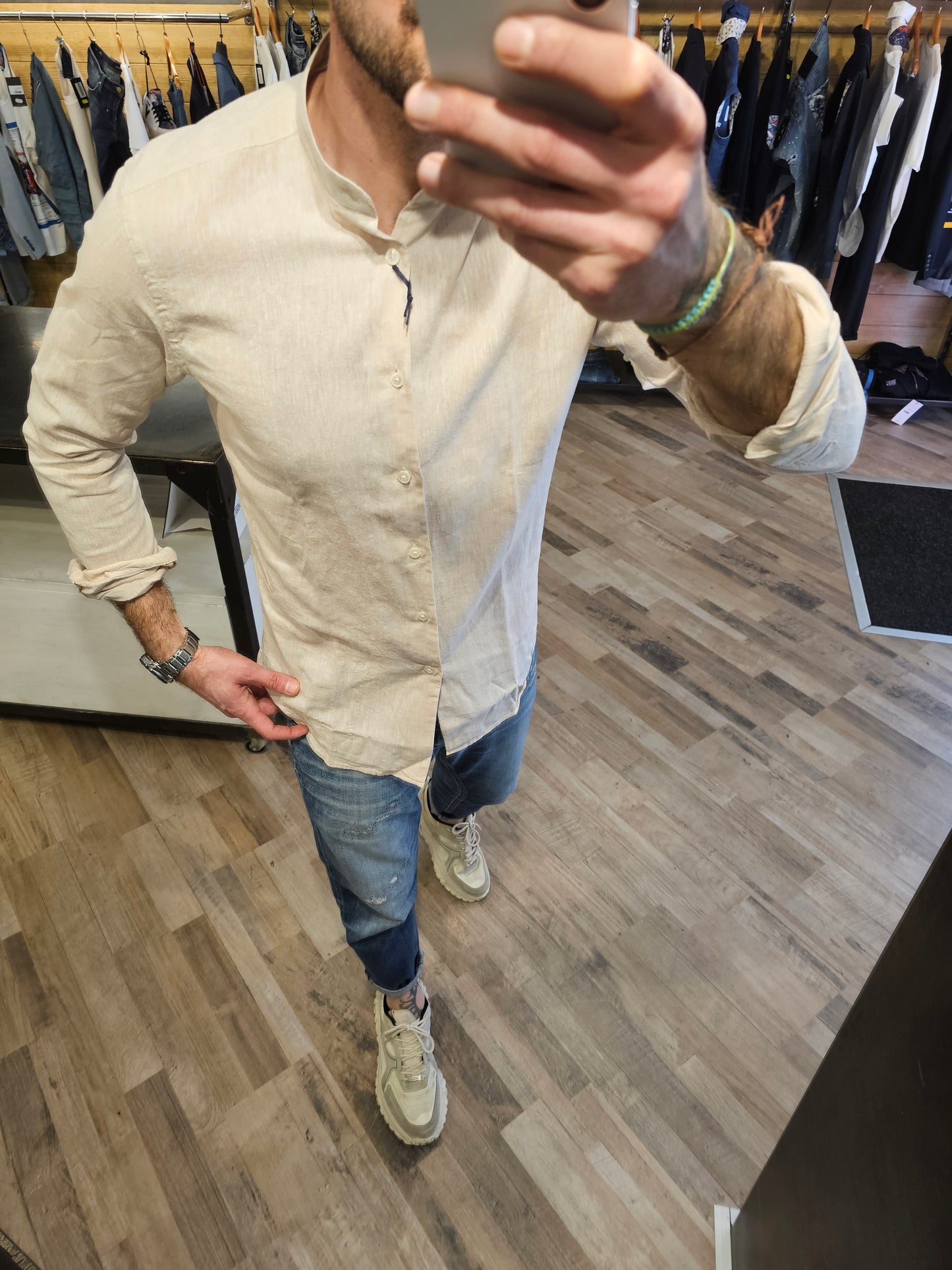 CAMICIA LINO SABBIA COREANA