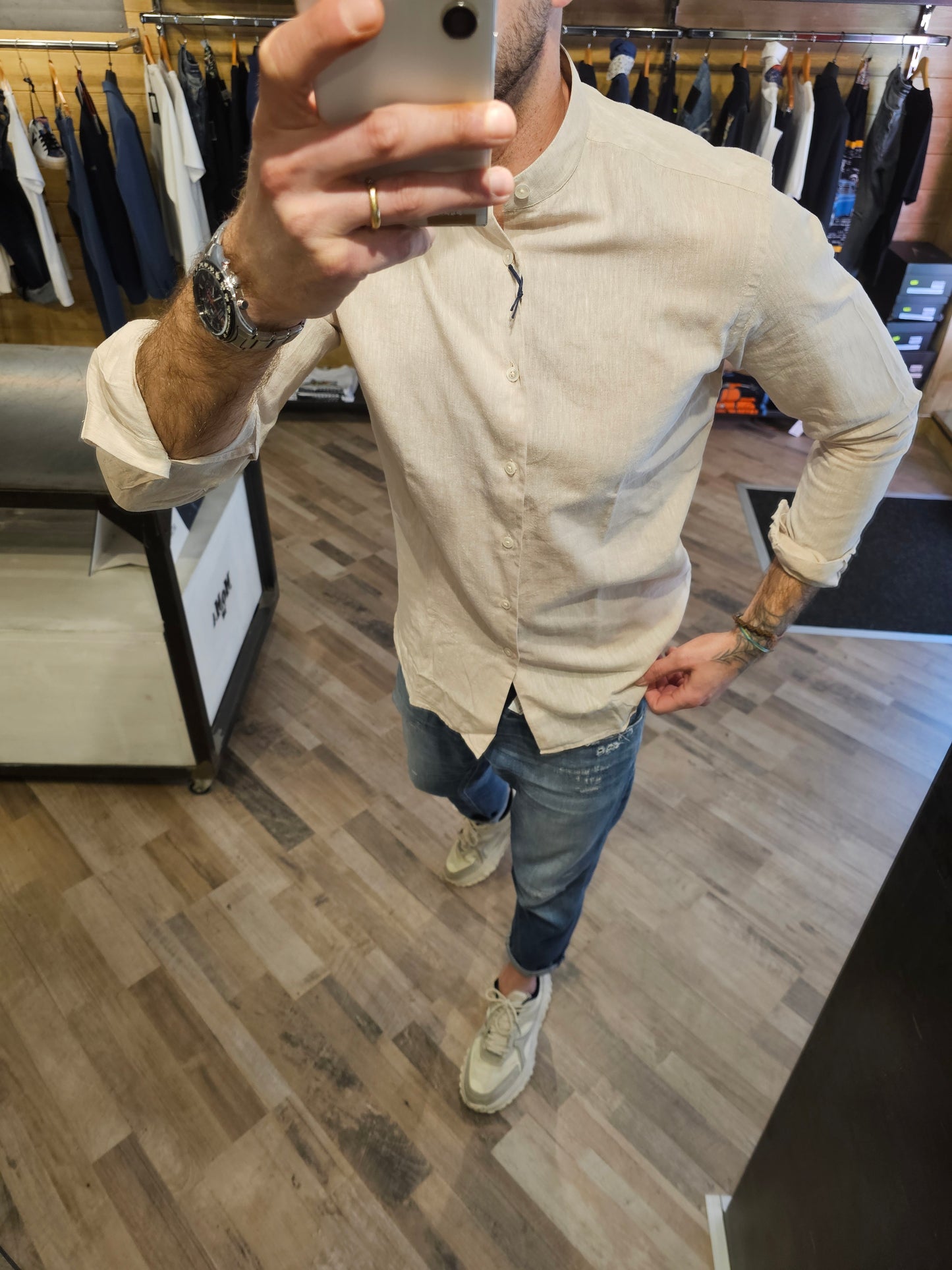 CAMICIA LINO SABBIA COREANA