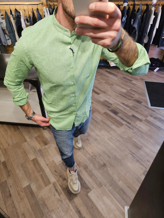CAMICIA LINO VERDE ERBA COREANA