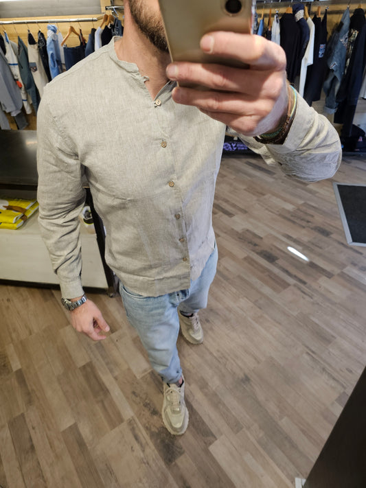 CAMICIA COREANA LINO BOTTONI LEGNO