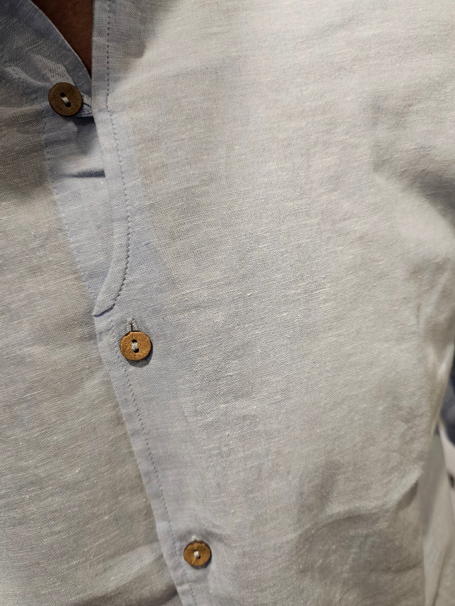 CAMICIA LINO COREANA BOTTONI IN LEGNO