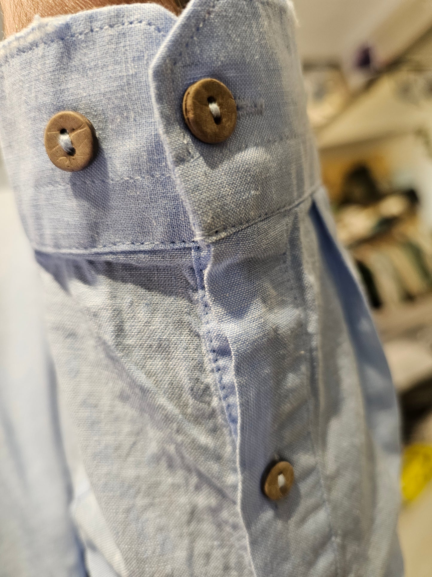 CAMICIA LINO COREANA BOTTONI IN LEGNO