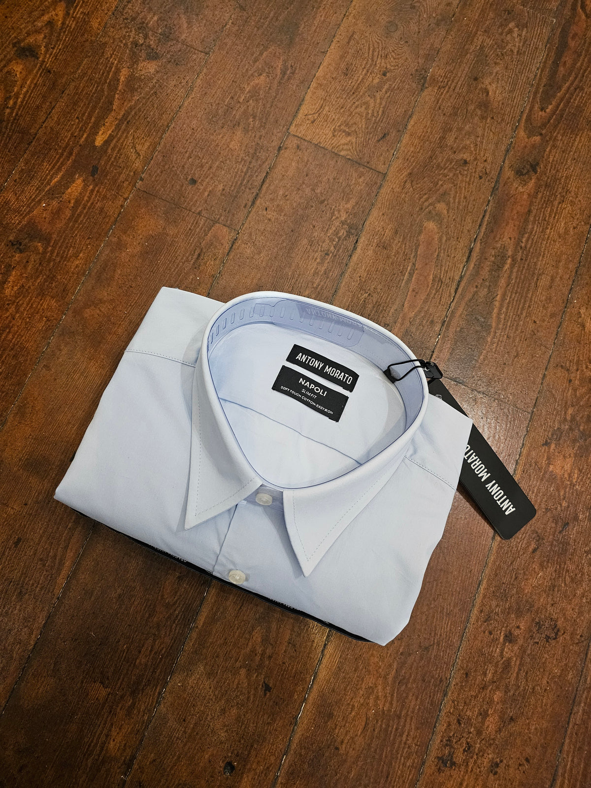 CAMICIA AZZURRA COTONE ELASTICIZZATO