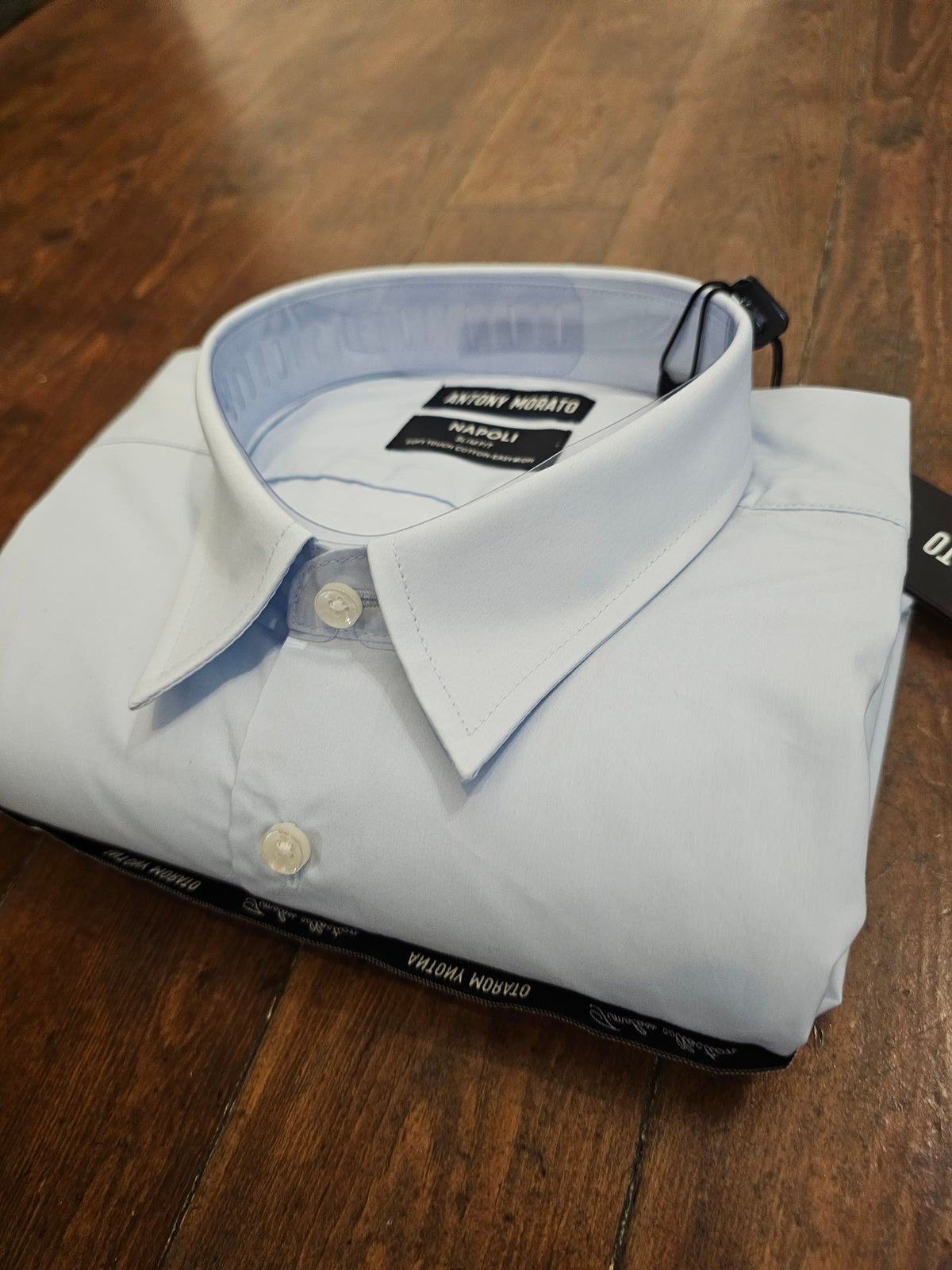 CAMICIA AZZURRA COTONE ELASTICIZZATO