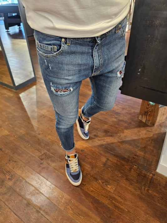 JEANS TASCA A CONTRASTO