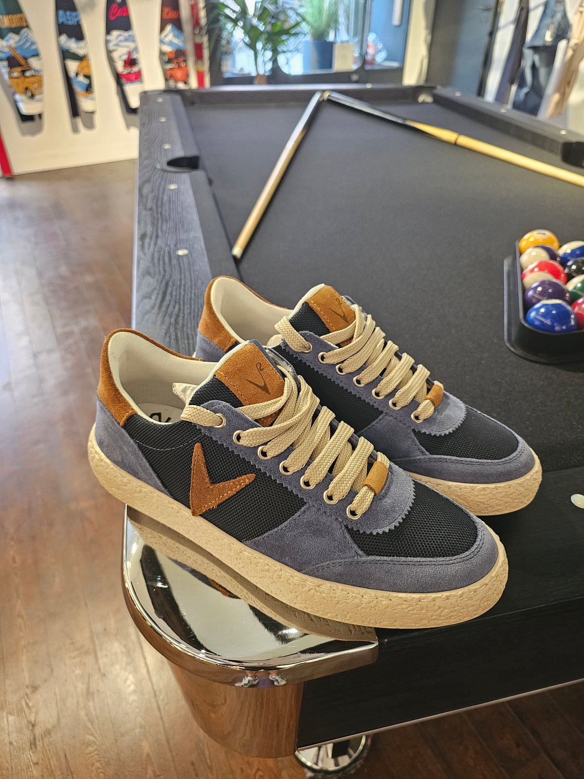SNEAKERS ATENA AZZURRA INSERTI CUOIO