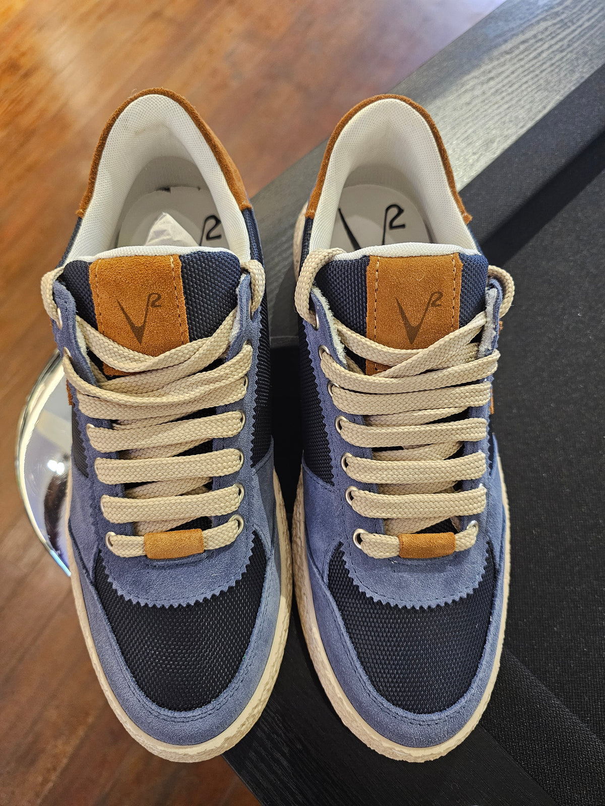 SNEAKERS ATENA AZZURRA INSERTI CUOIO