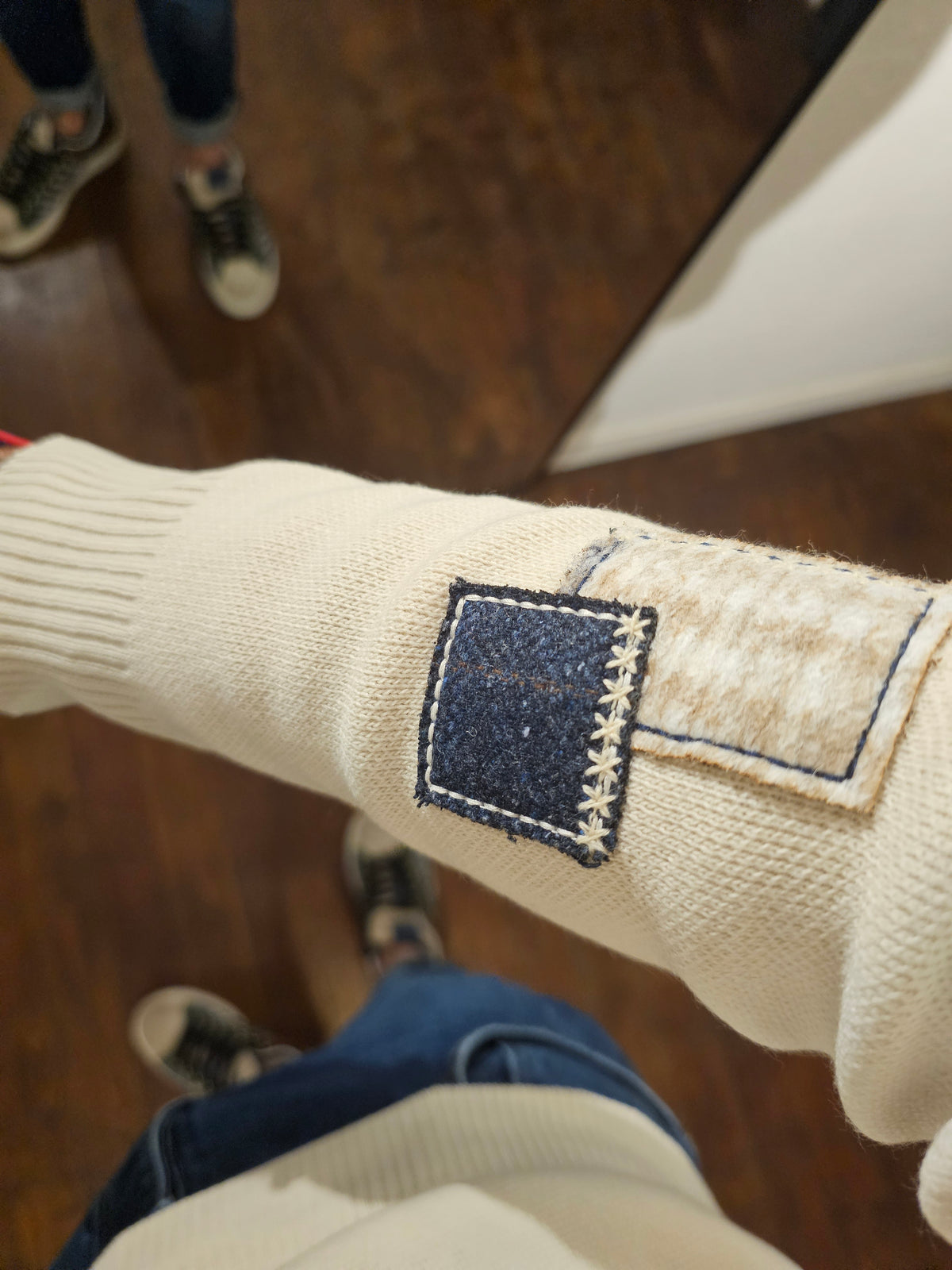 MAGLIA BURRO PUNTO STOFFA DOPPIA PATCH E TASCHINO