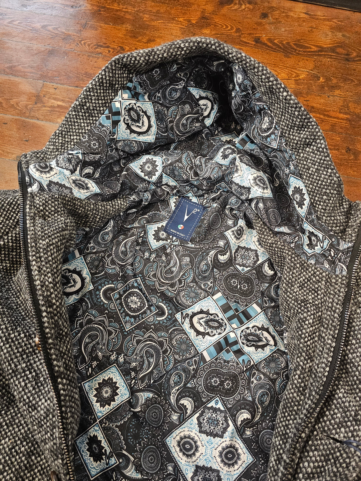 PARKA PUNTO RISO NERO/GRIGIO