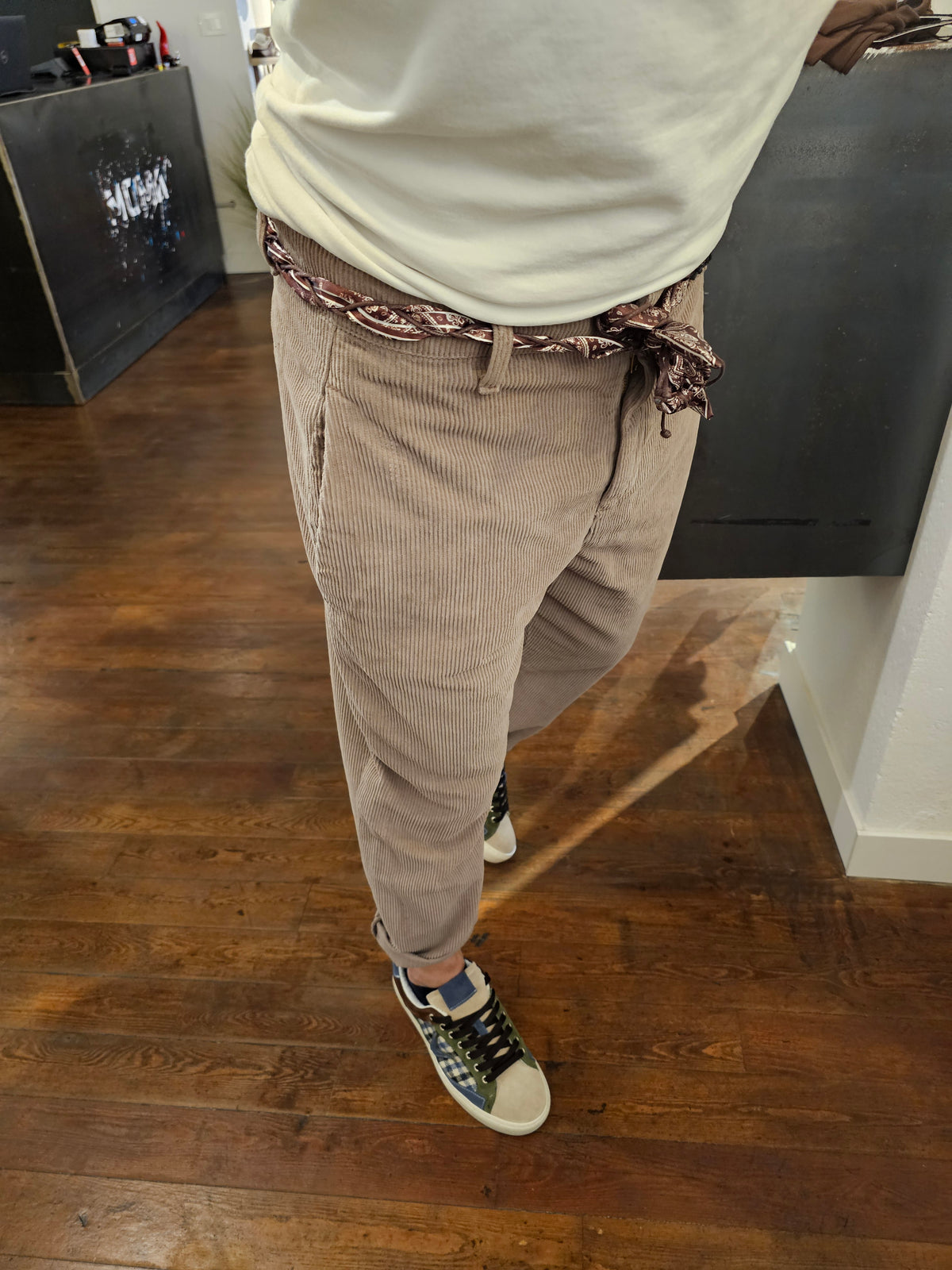PANTALONE CHINO CROPPED VELLUTO
