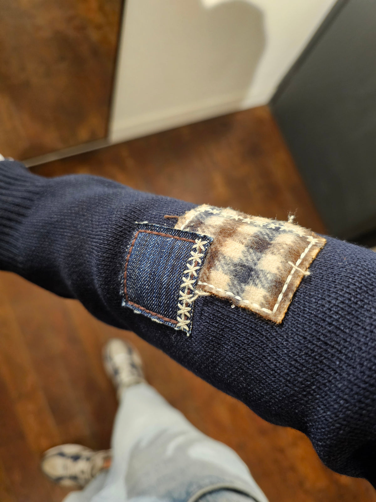 MAGLIA BLU PUNTO STOFFA DOPPIA PATCH E TASCHINO