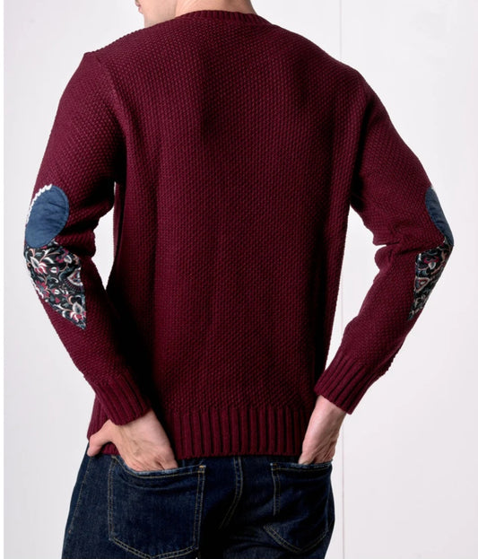 MAGLIA PUNTO RISO BORDEAUX CON TOPPE