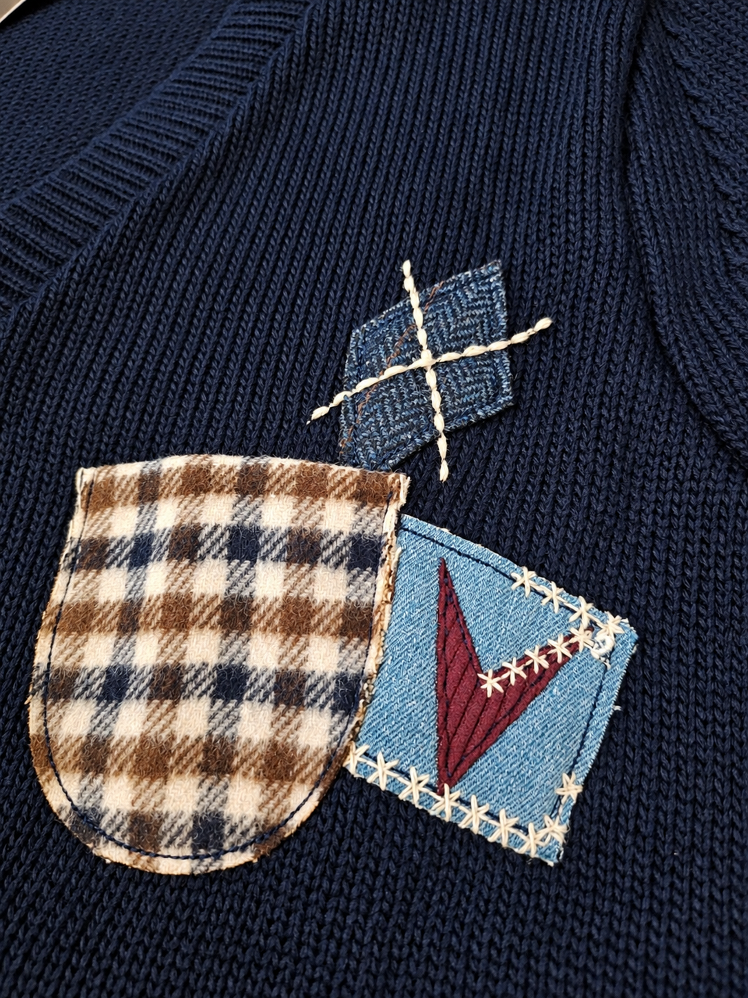 CARDIGAN BLU MULTIPATCH