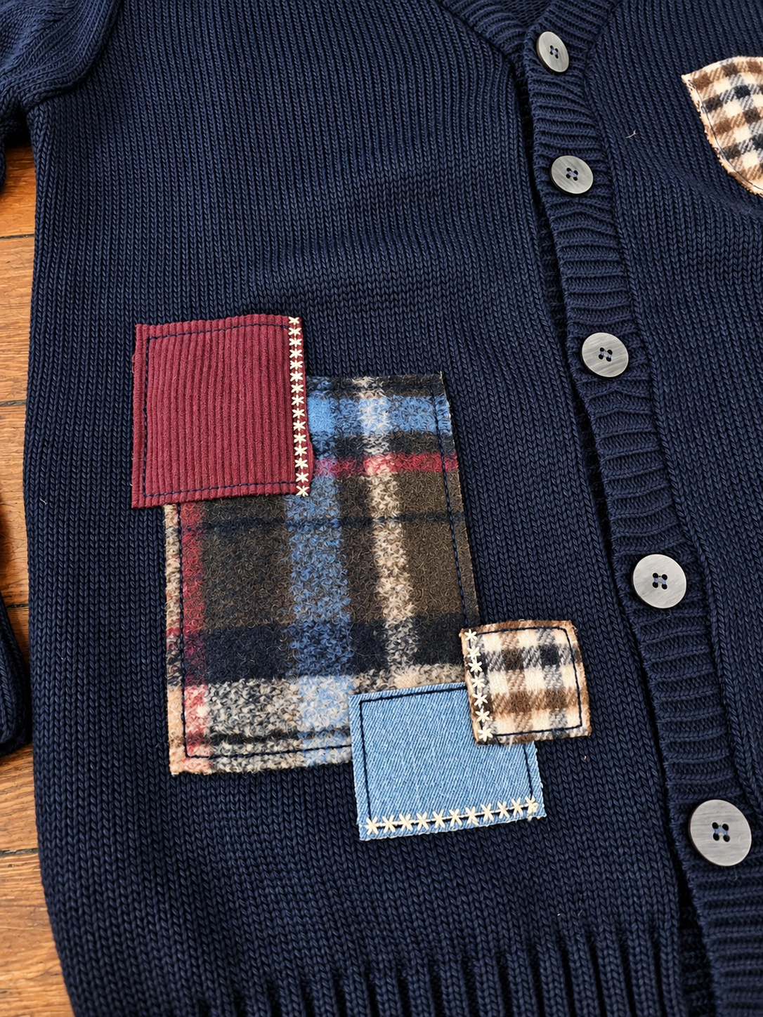 CARDIGAN BLU MULTIPATCH